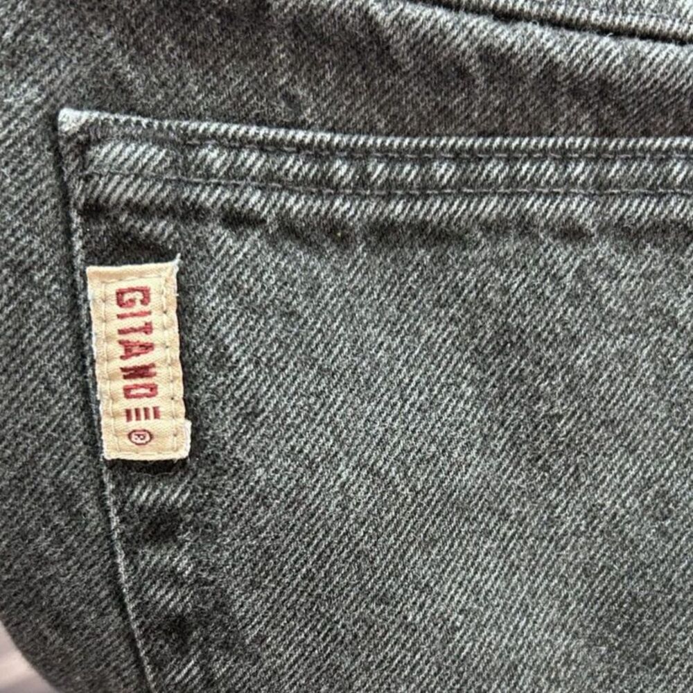 Vtg Gitano Womens Black Straight Leg Jeans Sz 14 Short Cotton Denim Faded 90s - Picture 6 of 8